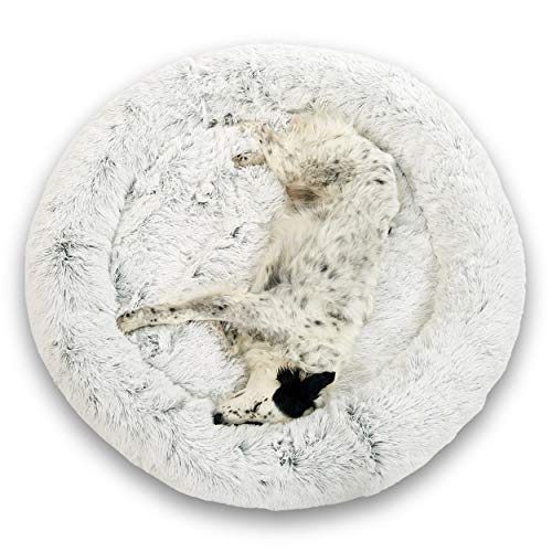 Lit Coussin Chien Chat Apaisant 95cm DODO Donut™ Confort+ Rond Doux Cocoon Puppy Love Panière Anti Stress Panier Petit Moyen Grand Soutien Orthopédique Mousse Matelas Déhoussable Lavable XXL